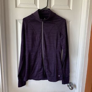 Apana Purple Jogging Jacket Medium Full Zip Workout Athletic Pockets Stretch